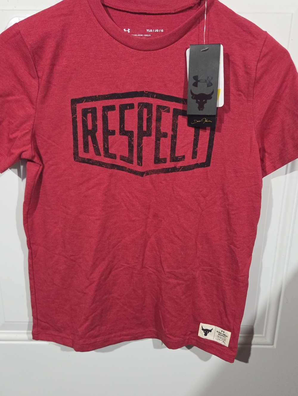 Under Armour Project Rock Red Short-Sleeve 'Respect' Graphic Tee